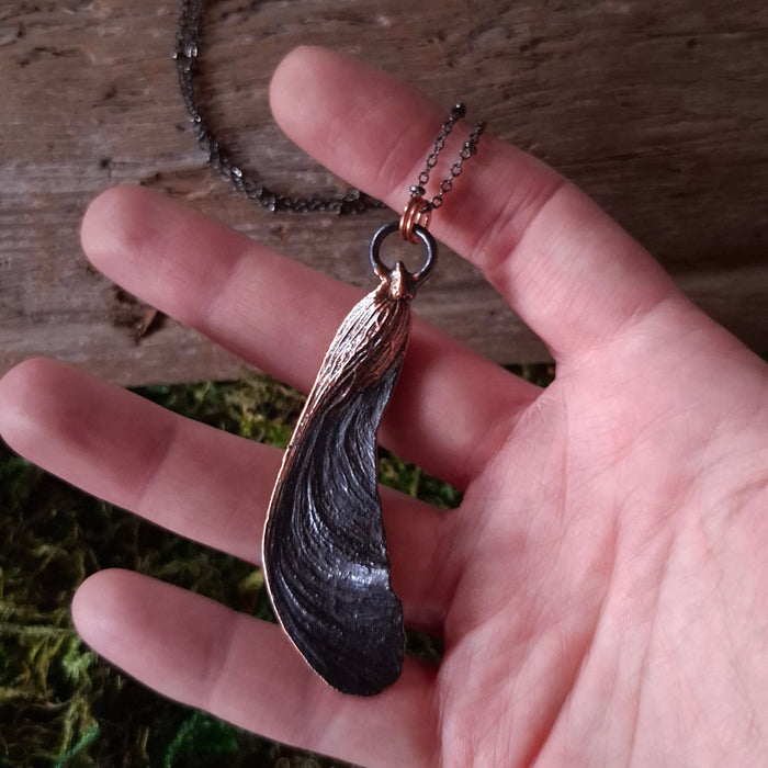 Copper Maple Seed Half Pendant