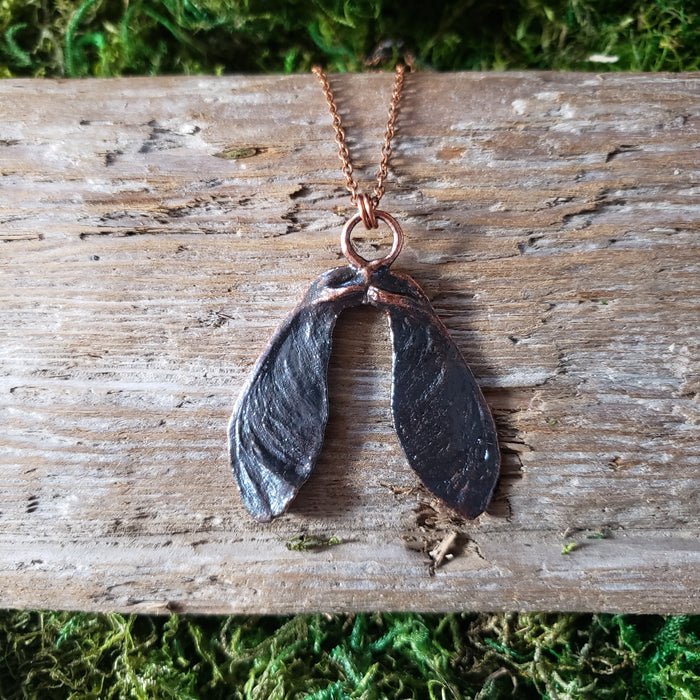 Copper Maple Seed Pair Pendant