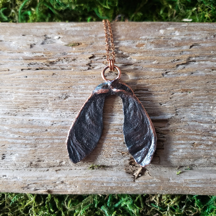 Copper Maple Seed Pair Pendant