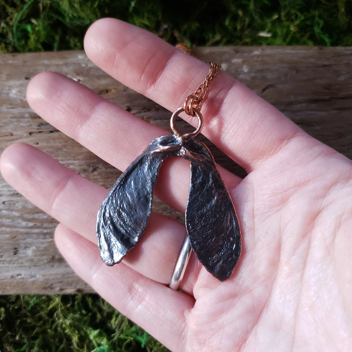 Copper Maple Seed Pair Pendant