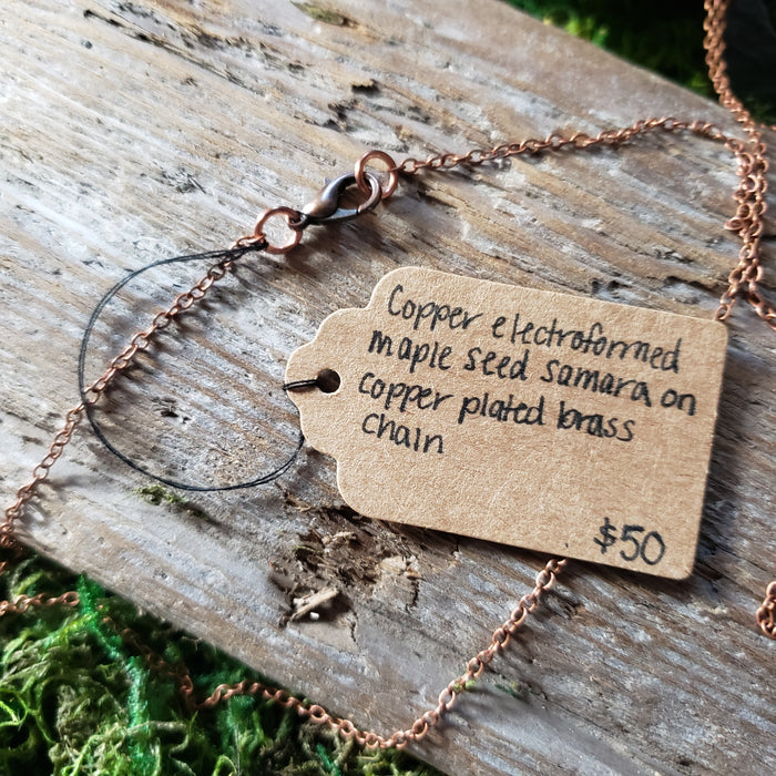 Copper Maple Seed Pair Pendant