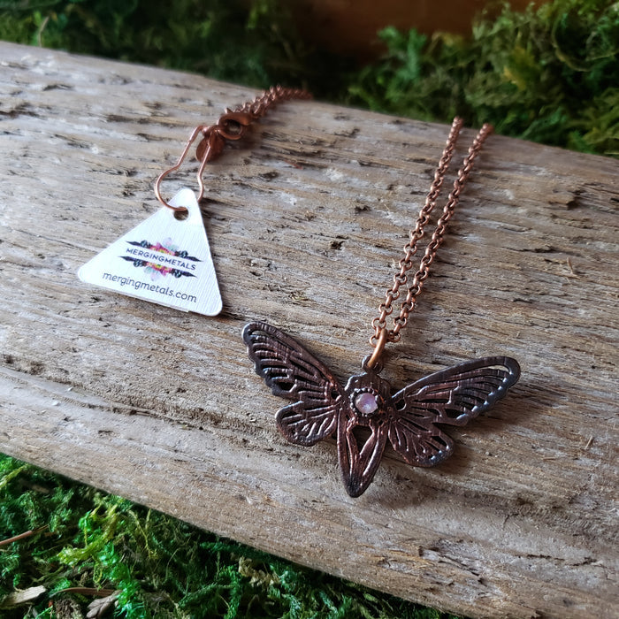Copper Moonstone Cicada Necklace