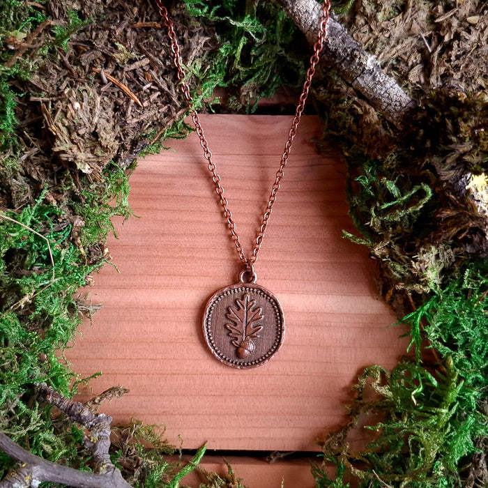 Copper Oak & Acorn Pendant