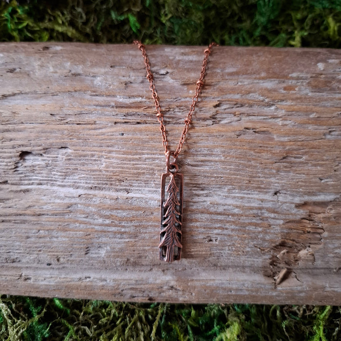 Copper Pine Tree Necklace