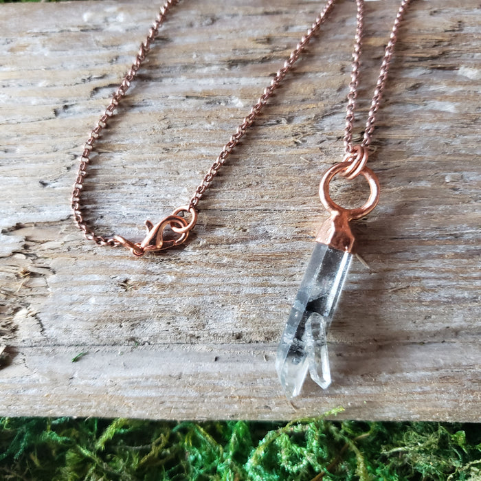 Copper Tibetan Carbon Quartz Pendant