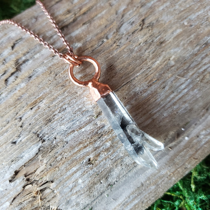 Copper Tibetan Carbon Quartz Pendant