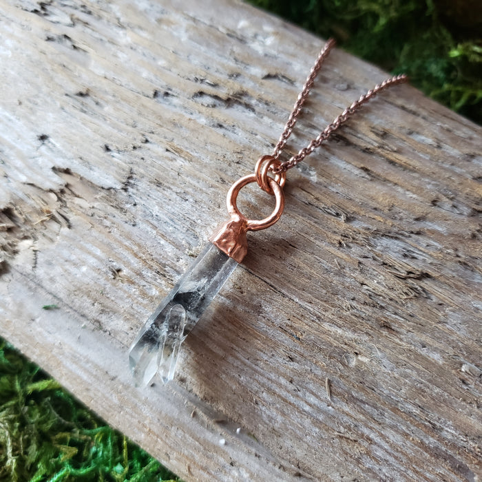 Copper Tibetan Carbon Quartz Pendant