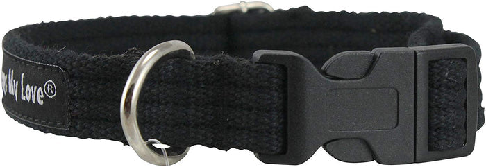 Cotton Web Adjustable Dog Collar 4 Sizes Black