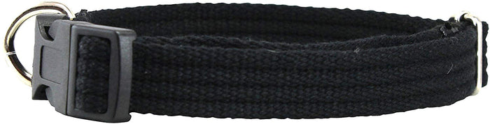 Cotton Web Adjustable Dog Collar 4 Sizes Black