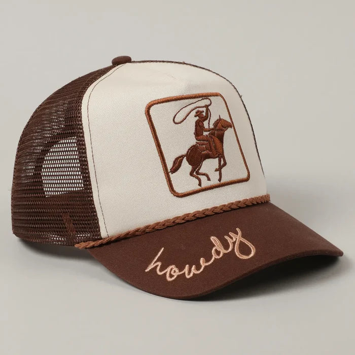 Cowboy Image Howdy Embroidery Mesh Back Cap