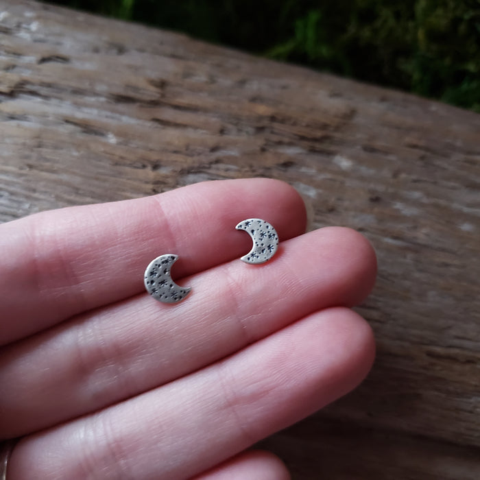 Crescent Moon Stud Earrings