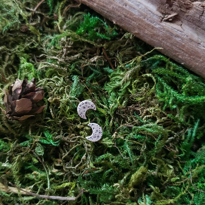 Crescent Moon Stud Earrings