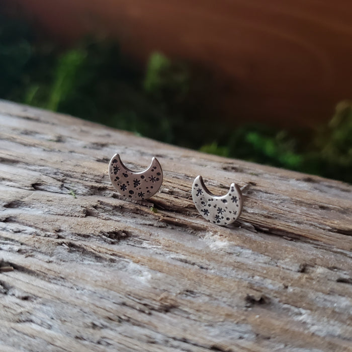 Crescent Moon Stud Earrings