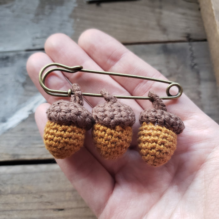 Crochet Acorns Pin