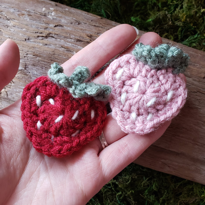 Crochet Strawberry Hairclip