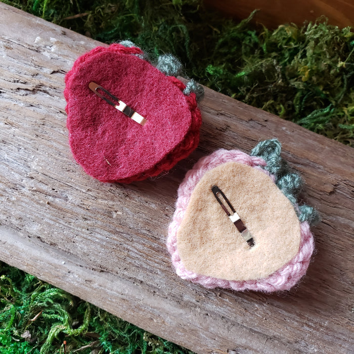 Crochet Strawberry Hairclip