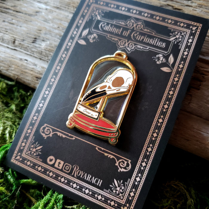 Crow Skull Curio Jar Enamel Pin