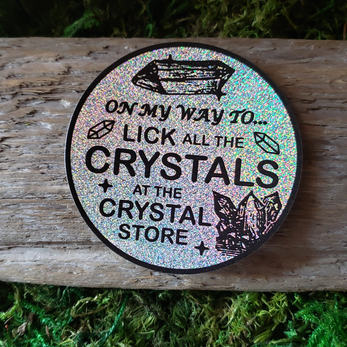 "Crystal Licker" Round Sparkle Vinyl Sticker