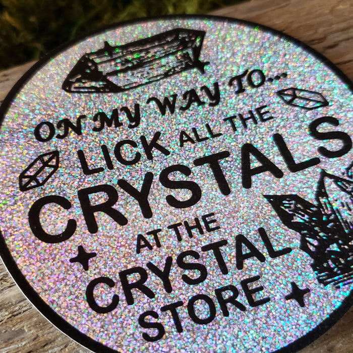 "Crystal Licker" Round Sparkle Vinyl Sticker