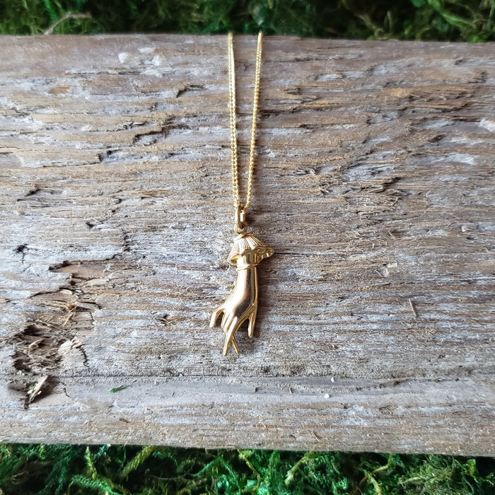 Dainty Brass Idle Hand Pendant