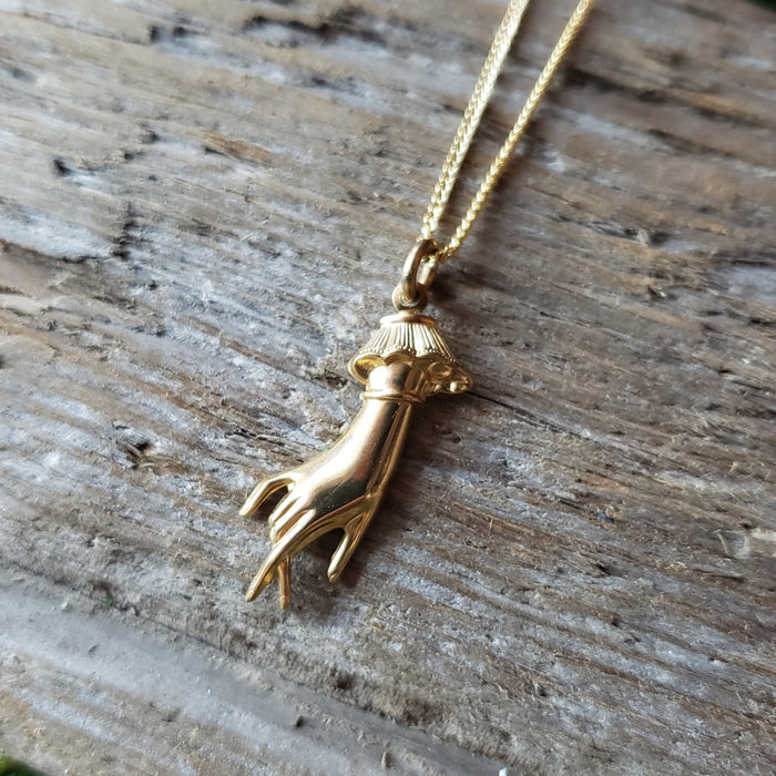 Dainty Brass Idle Hand Pendant
