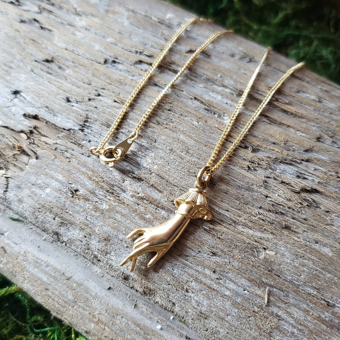 Dainty Brass Idle Hand Pendant