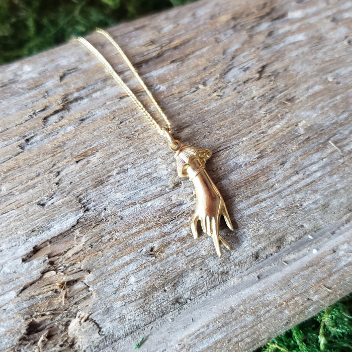 Dainty Brass Idle Hand Pendant