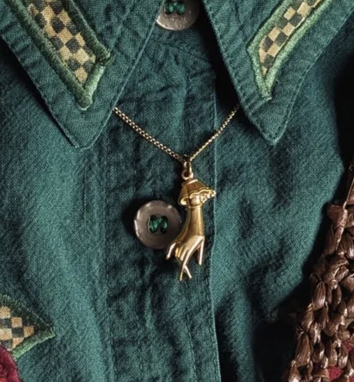 Dainty Brass Idle Hand Pendant
