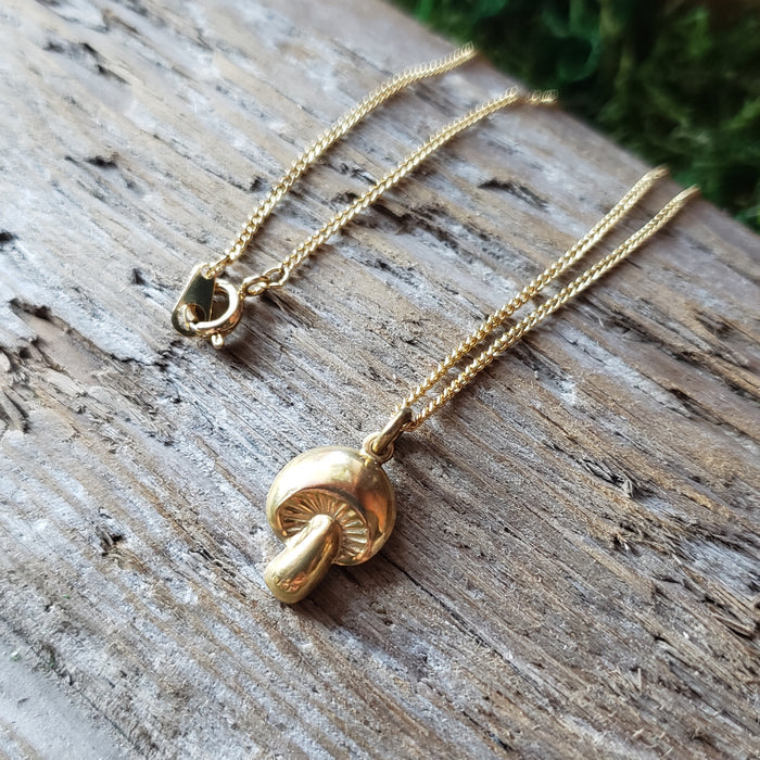 Dainty Brass Mushroom Pendant