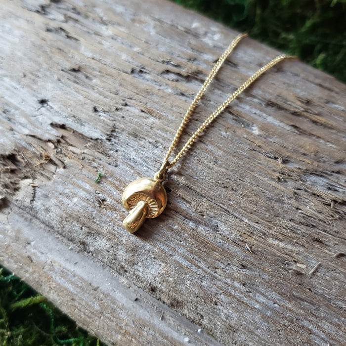 Dainty Brass Mushroom Pendant