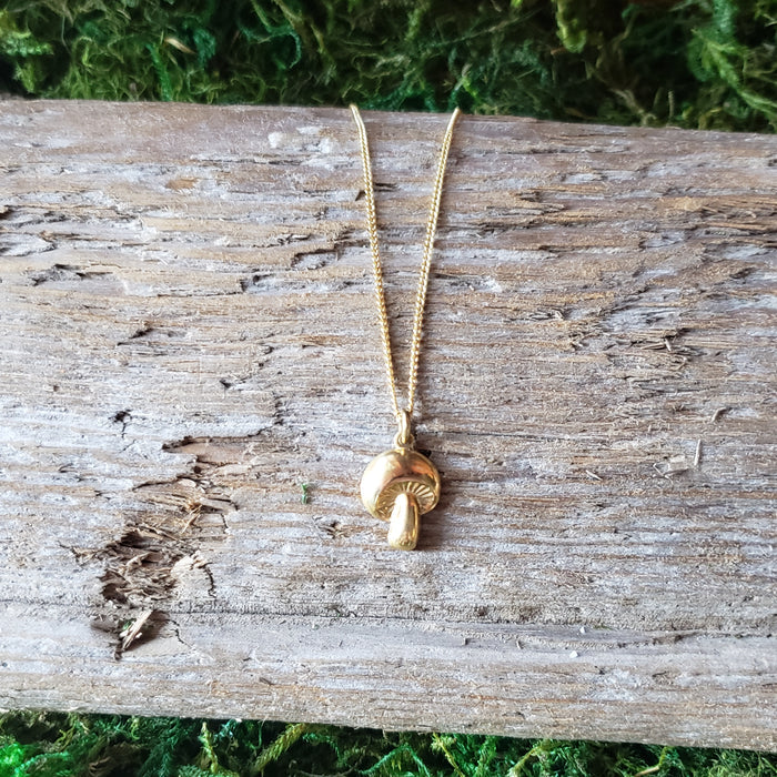 Dainty Brass Mushroom Pendant