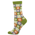 Daisy Squares - Graphic Bamboo Crew Socks - Women