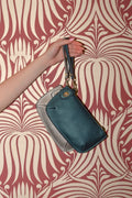 Dark Teal Mini Crossbody Wristlet Clutch