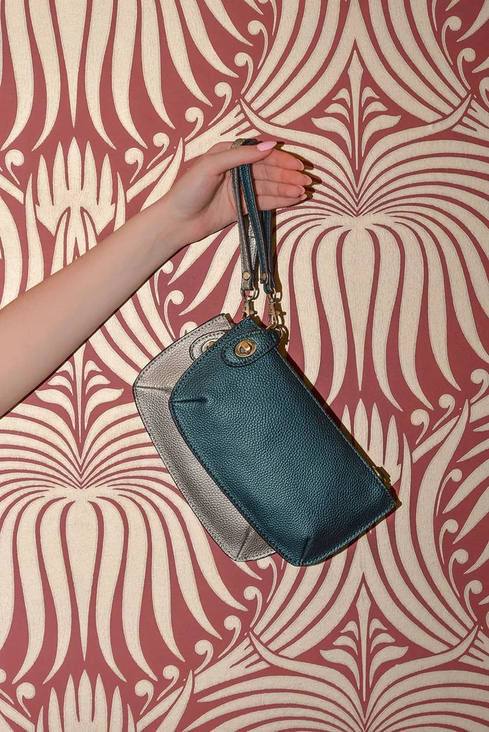 Dark Teal Mini Crossbody Wristlet Clutch