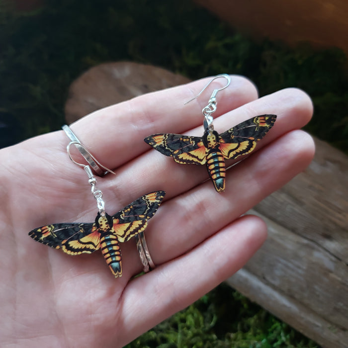 Deaths Head Moth Wooden Earrings