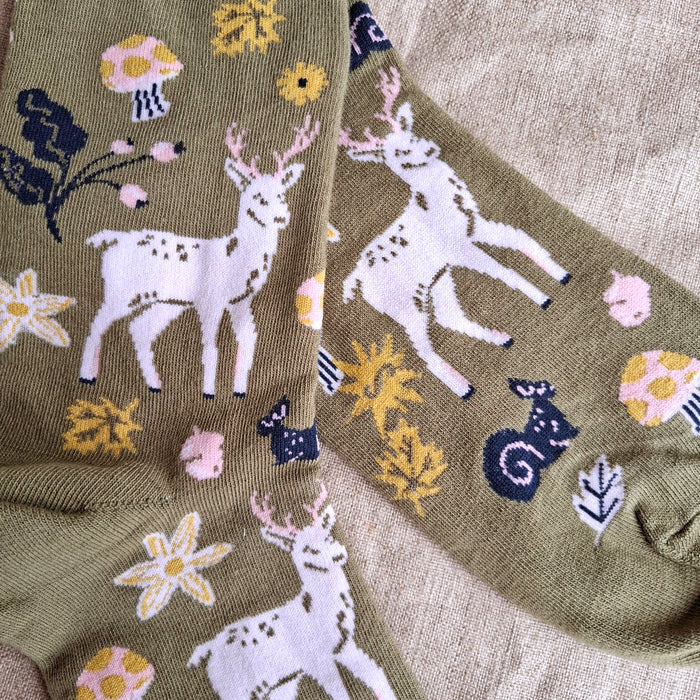 Deer Woodland Crew Socks