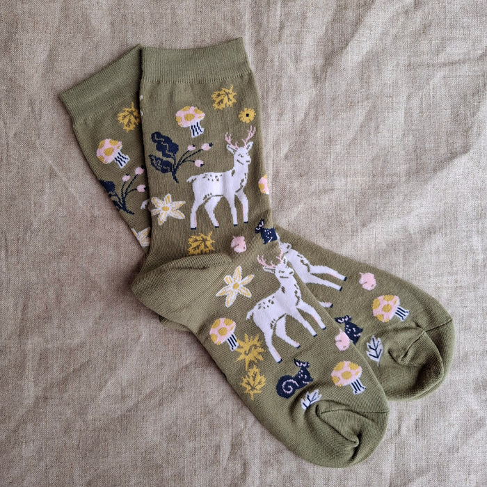 Deer Woodland Crew Socks