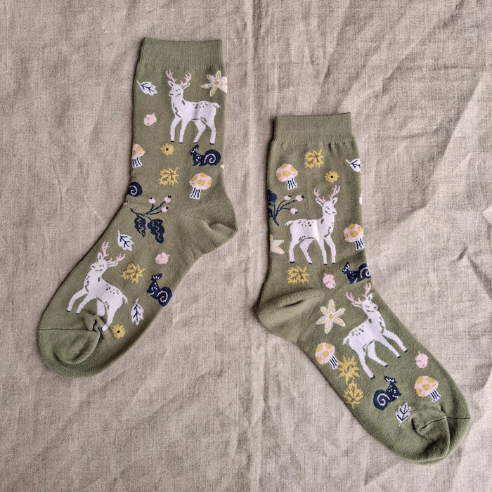 Deer Woodland Crew Socks