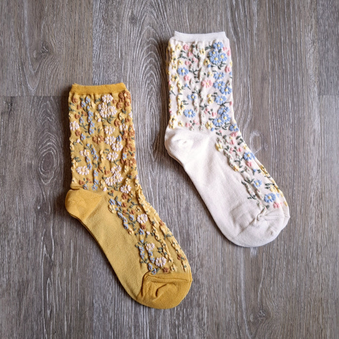 Dense Floral Meadow Socks