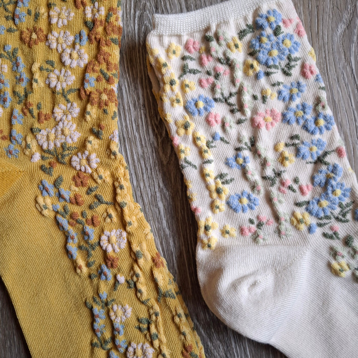 Dense Floral Meadow Socks