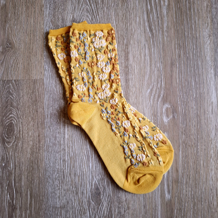 Dense Floral Meadow Socks