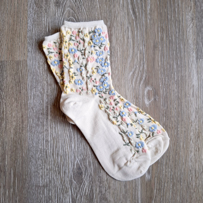 Dense Floral Meadow Socks