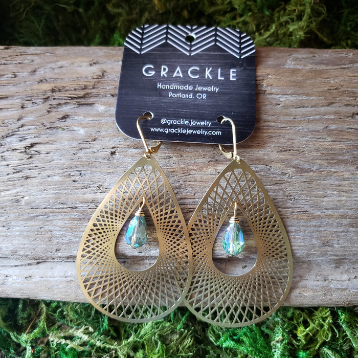 Dewdrop Net Brass Earrings