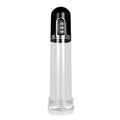 Automatic clear male vacuum pump with digital display and black top, adult wellness device