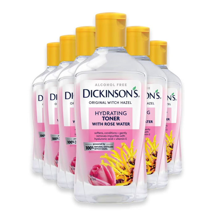 Dickinson's Enhanced Witch Hazel Alcohol-Free Hydrating Toner with Rosewater 16 oz - 6 Pack