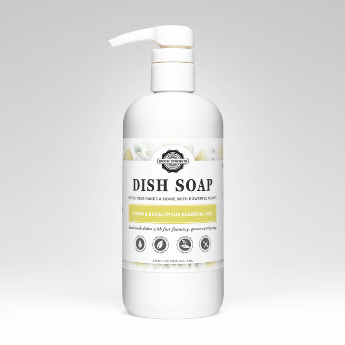 Rustic Strength, Dish Soap,16 oz Plastic, Lemon & Eucalyptus