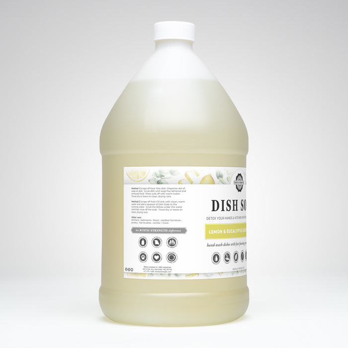 Rustic Strength, Dish Soap, 128 oz Plastic, Lemon & Eucalyptus