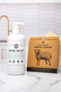 Rustic Strength,  Dish Soap and Wool Scrub Set showing Unscented Dish Soap