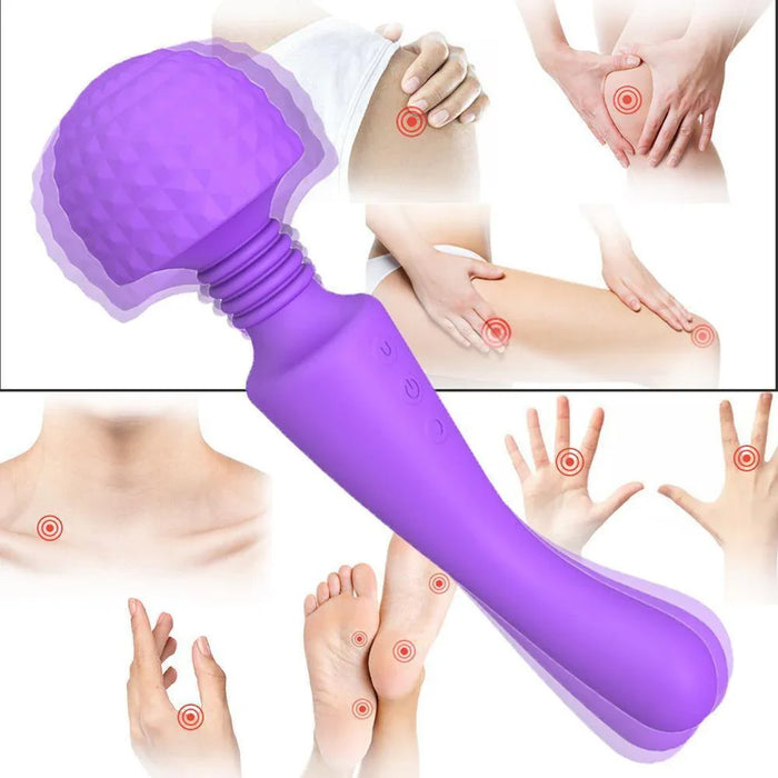Purple double-headed vibrating massage wand for body relaxation and muscle relief