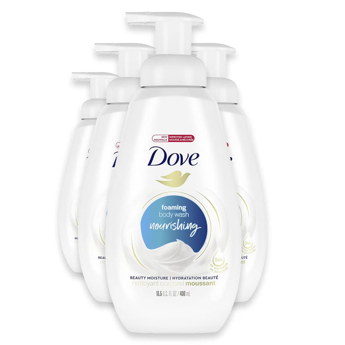 Dove Beauty Moisture Instant Foaming Body Wash Deep Moisture Pump 13.5 oz - 4 Pack
